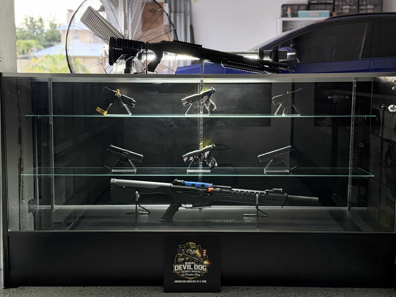 Pistol display case at SWFL Devil Dog Firearms